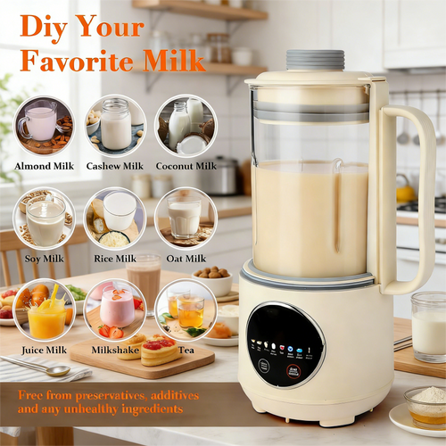 1500ML Automatic Plant Milk Machine, Multifunctional Blender with Soundproof Cover, 12 Blades, Delay Timer & Intelligent Control