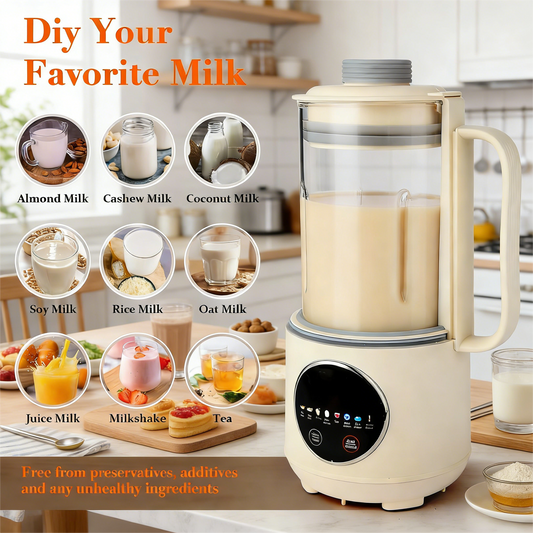 1500ML Automatic Plant Milk Machine, Multifunctional Blender with Soundproof Cover, 12 Blades, Delay Timer & Intelligent Control