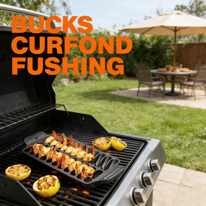 Pre-Seasoned Cast Iron Grill Tray for Shrimp & Sausage Grilling
