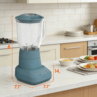 6-Cup Compact Countertop Blender, 450W Powerful Blender with Space-Saving Storage Design, Dishwasher Safe Jar for Smoothies and Shakes