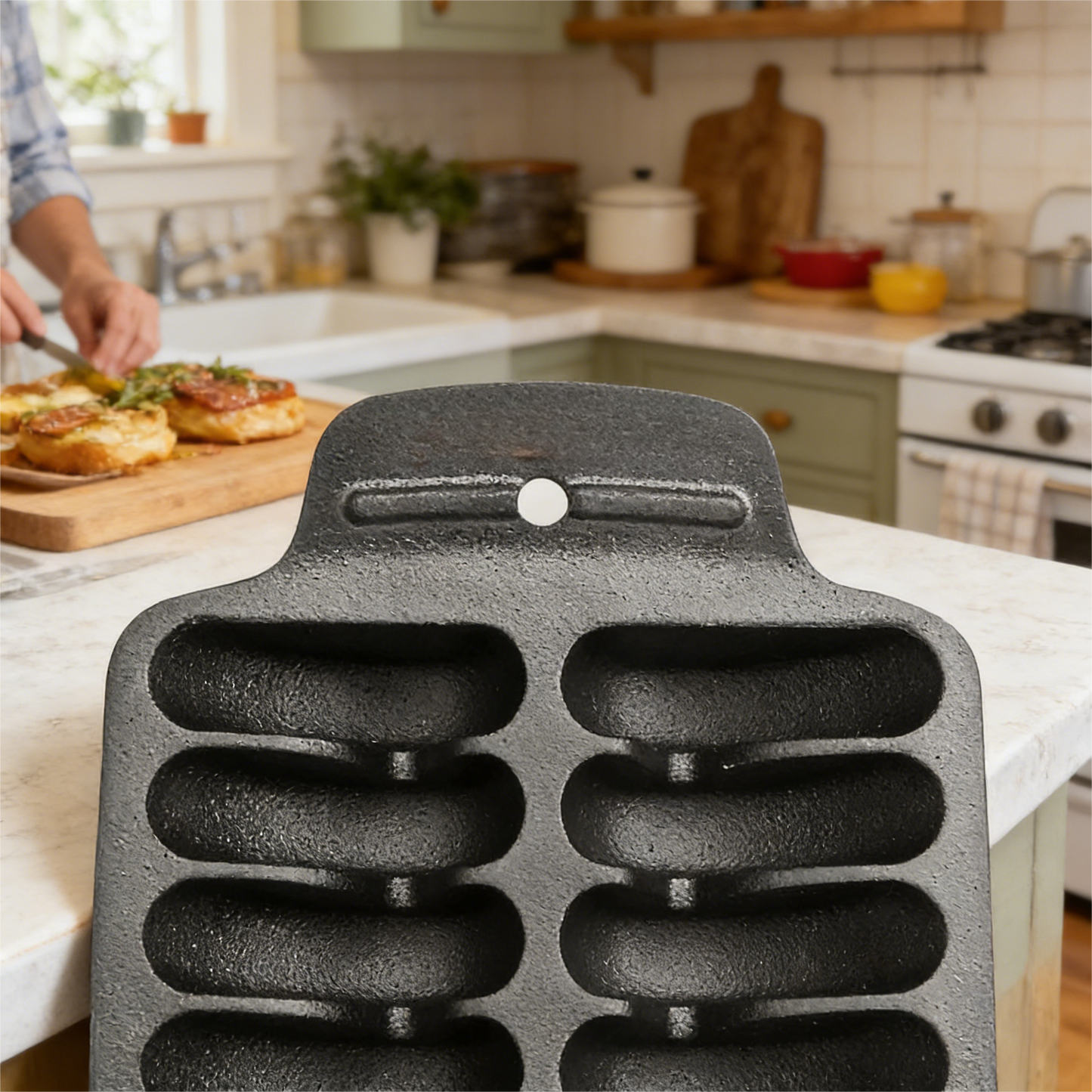 Pre-Seasoned Cast Iron Grill Tray for Shrimp & Sausage Grilling