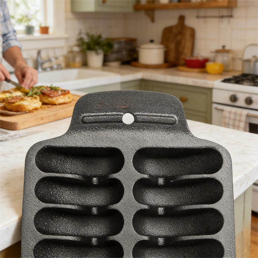 Pre-Seasoned Cast Iron Grill Tray for Shrimp & Sausage Grilling