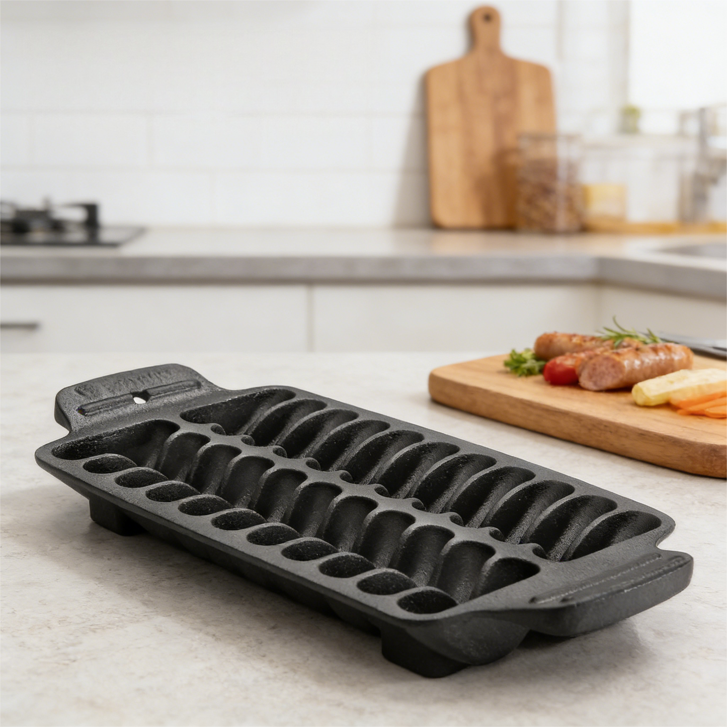 Pre-Seasoned Cast Iron Grill Tray for Shrimp & Sausage Grilling