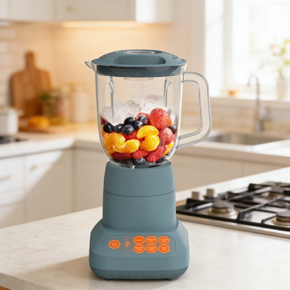 6-Cup Compact Countertop Blender, 450W Powerful Blender with Space-Saving Storage Design, Dishwasher Safe Jar for Smoothies and Shakes