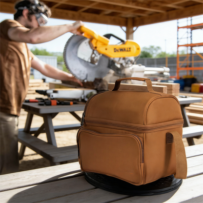 Waterproof Insulated Lunch Bag, Leakproof Cooler Tote with Dual Compartments, Portable Carry Handle & Adjustable Strap for Work Outdoor Camping