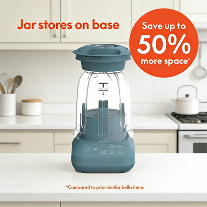 6-Cup Compact Countertop Blender, 450W Powerful Blender with Space-Saving Storage Design, Dishwasher Safe Jar for Smoothies and Shakes