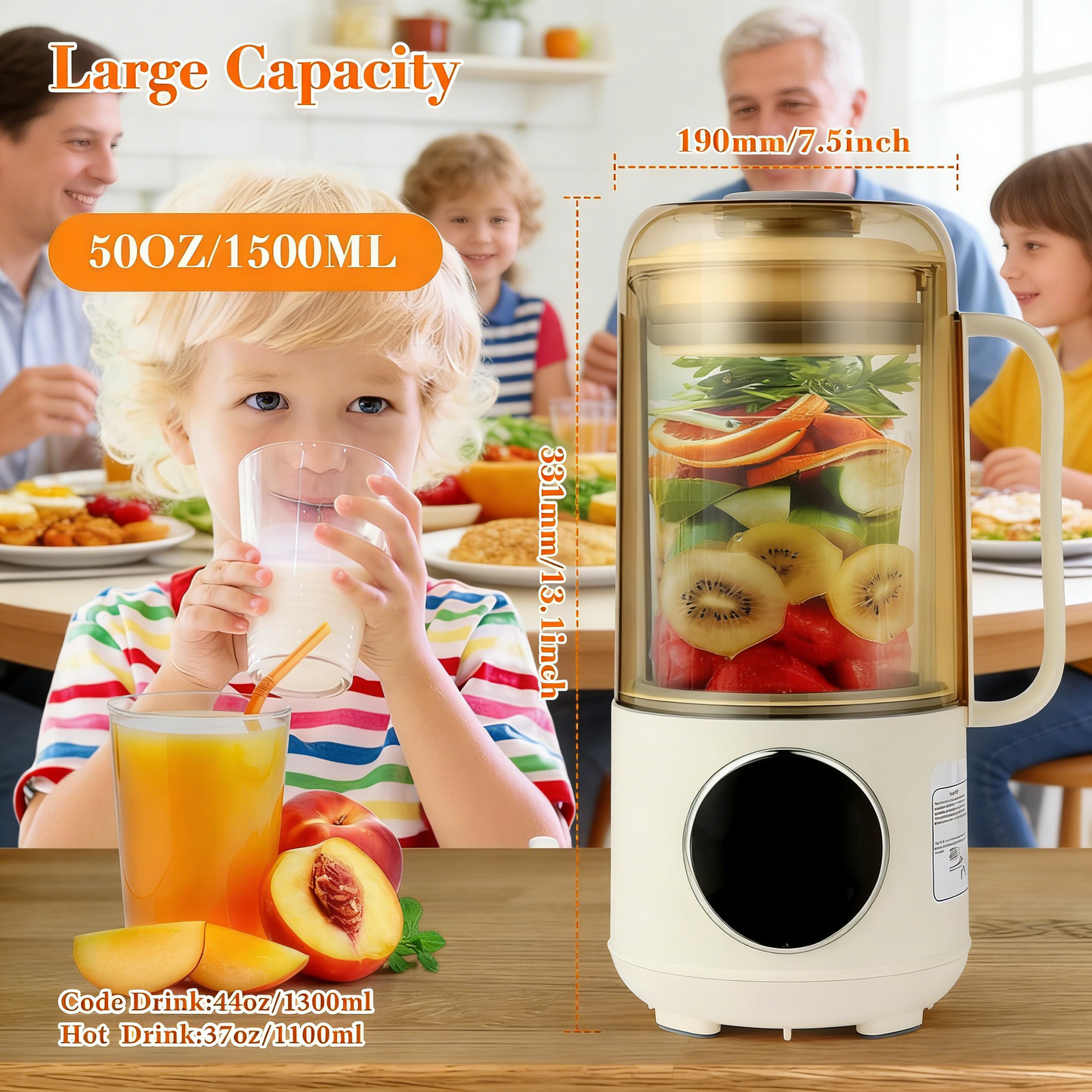 1500ML Automatic Plant Milk Machine, Multifunctional Blender with Soundproof Cover, 12 Blades, Delay Timer & Intelligent Control