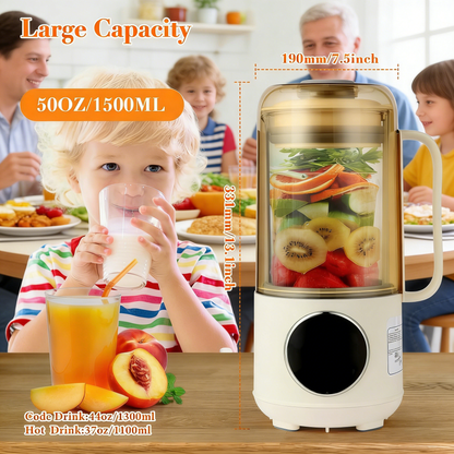 1500ML Automatic Plant Milk Machine, Multifunctional Blender with Soundproof Cover, 12 Blades, Delay Timer & Intelligent Control