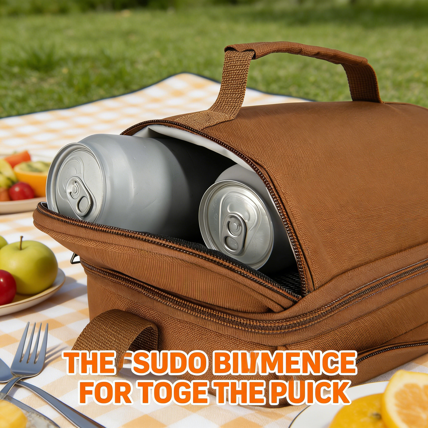 Waterproof Insulated Lunch Bag, Leakproof Cooler Tote with Dual Compartments, Portable Carry Handle & Adjustable Strap for Work Outdoor Camping