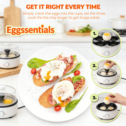 4-Cup Egg Poacher Pan with Lid, Non-Stick Egg Cooker Set with Silicone Spatula, Heat Resistant Handle for Breakfast Cooking