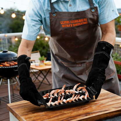 Pre-Seasoned Cast Iron Grill Tray for Shrimp & Sausage Grilling